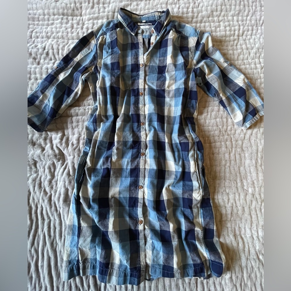 LEVI’S Made & Crafted Blue Italy Cottage Picnic Shirt Dress Check Plaid Vintage